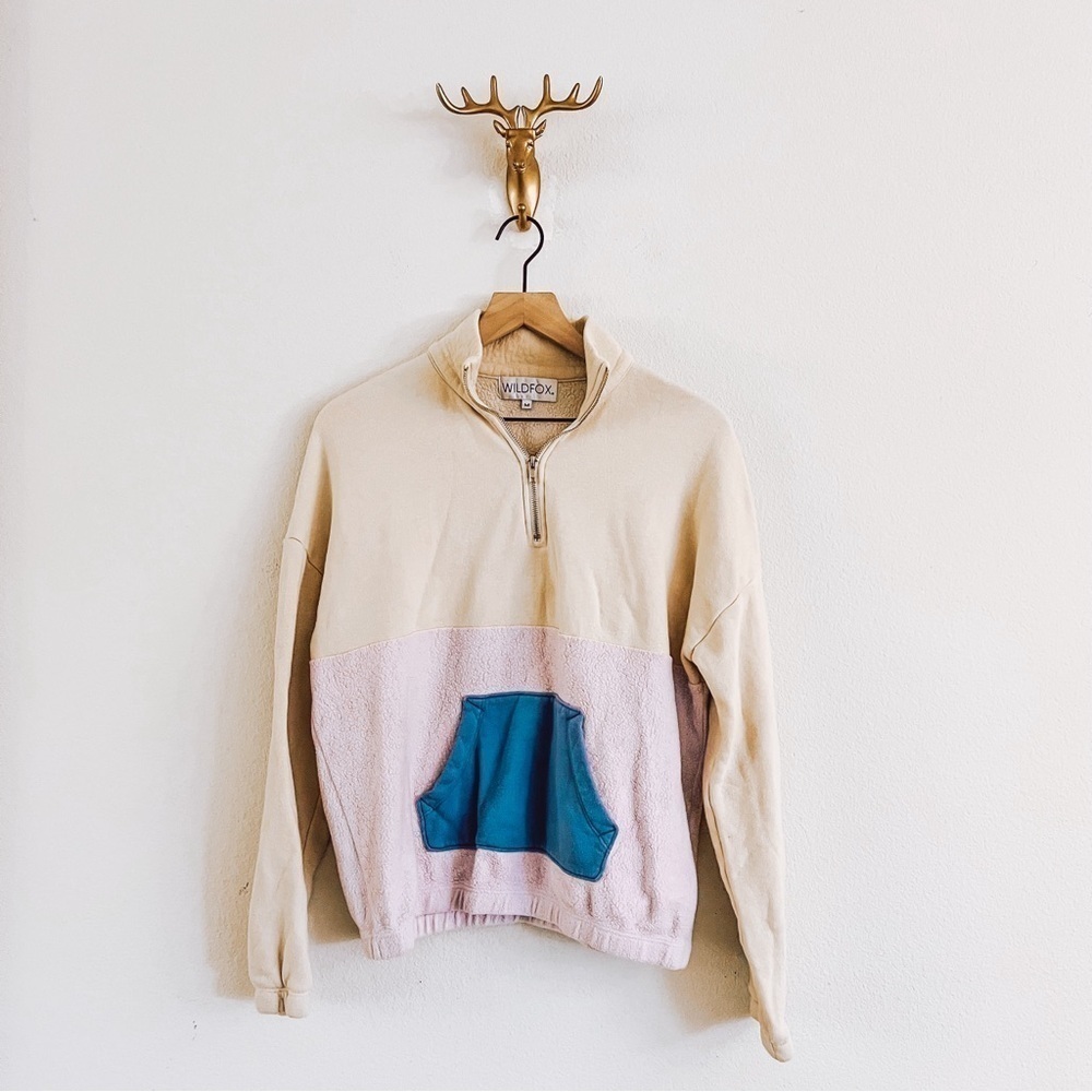 Wildfox Women's Cream/Pink 1/4 Zip Sweater Size Medium - Picture 1 of 6
